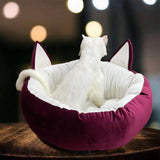 Cat Bed / Pet Bed With Ears & Tail - Cat Sofa - Maroon