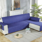 Quilted Cotton L-Shape Sofa Cover - Blue