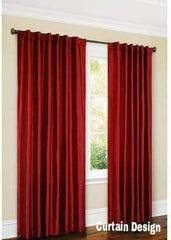 Plain Jacquard Curtains - Maroon