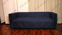 Cotton Quilted Sofa Runner - Sofa Coat (Navy Blue)